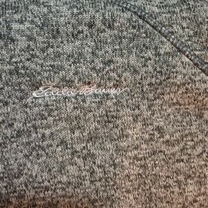 Eddie Bauer 1/4 Zip Knit Pullover Sweater Radiator Fleece Gray Grey Logo medium‎